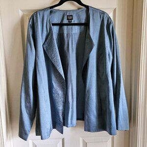 Eileen Fisher 100% Silk Embroidered-Lapel Jacket 2X Plus